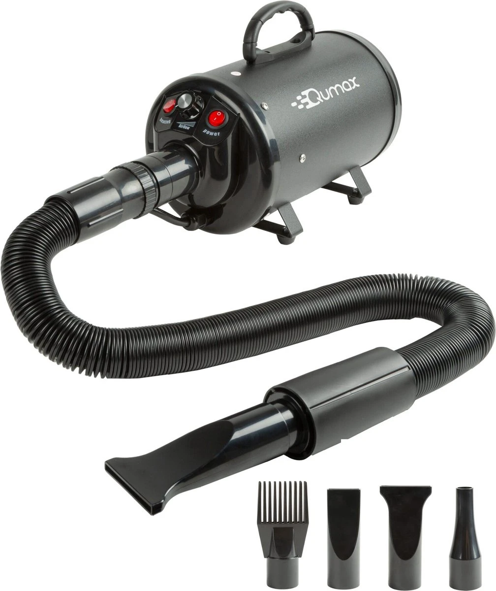 Qumax Professionele Hondenföhn Met 4 Opzetstukken – Waterblazer Voor Honden – Stil Design – Compact En Modern - Zwart 1 Qumax Professionele Hondenföhn Met 4 Opzetstukken – Waterblazer Voor Honden – Stil Design – Compact En Modern - Zwart