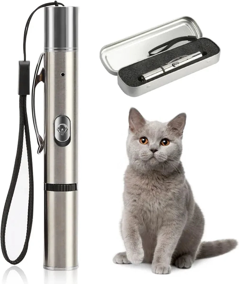 Merkloos Laserpen - USB Oplaadbaar - Kattenspeeltjes - Verschillende Standen - Zilver - Houder 3 Merkloos Laserpen - USB Oplaadbaar - Kattenspeeltjes - Verschillende Standen - Zilver - Houder - Afbeelding 3