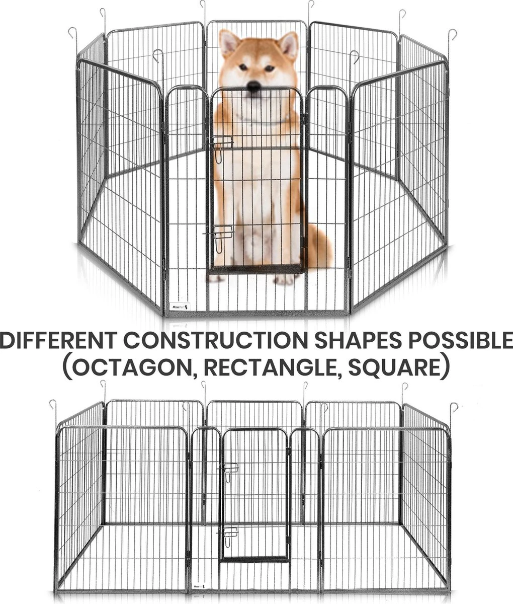 MaxxPet Puppyren - Hondenbench - Hondenren- Puppyren Met 8 Kennelpanelen - Staal -80 X 100 Cm Ø 210 Cm 7 MaxxPet Puppyren - Hondenbench - Hondenren- Puppyren Met 8 Kennelpanelen - Staal -80 X 100 Cm Ø 210 Cm - Afbeelding 7
