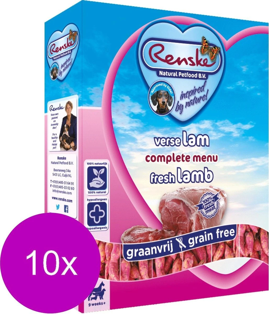 Renske Hond Vers Adult Graanvrij - Lam - Hondenvoer - 10 X 395 G 5 Renske Hond Vers Adult Graanvrij - Lam - Hondenvoer - 10 X 395 G - Afbeelding 5
