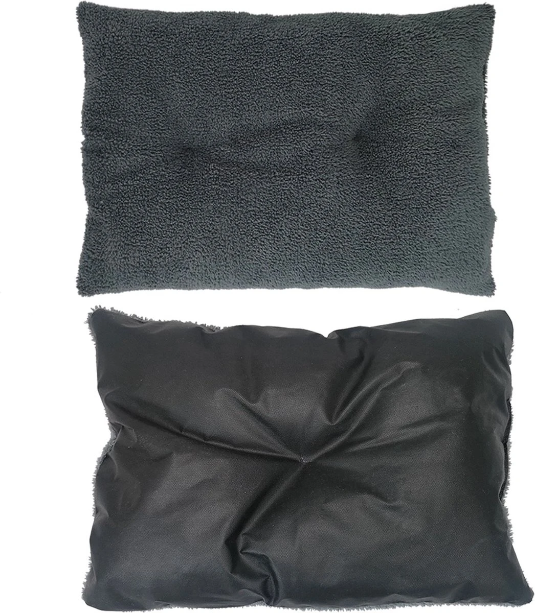 Pochon Pet - Hondenkussen - 70 X 50 Cm - Donkergrijs - Pluche - L 2 Pochon Pet - Hondenkussen - 70 X 50 Cm - Donkergrijs - Pluche - L - Afbeelding 2