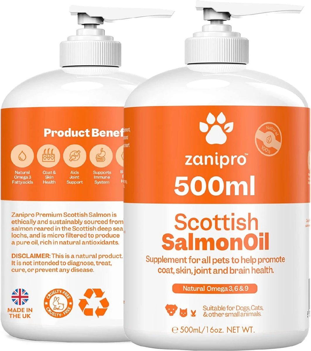 Aerend - Zalmolie Voor Honden En Katten - Zanipro® 500 Ml - 100% Visolie Op Schotse Zalmolie - Glanzende Vacht - Voedingssupplement - Anti-jeuk - Gezonde Bron Van Omega 3, 6 & 9 - Behandeling Voor Fretten En Paarden 7 Aerend - Zalmolie Voor Honden En Katten - Zanipro® 500 Ml - 100% Visolie Op Schotse Zalmolie - Glanzende Vacht - Voedingssupplement - Anti-jeuk - Gezonde Bron Van Omega 3, 6 & 9 - Behandeling Voor Fretten En Paarden - Afbeelding 7