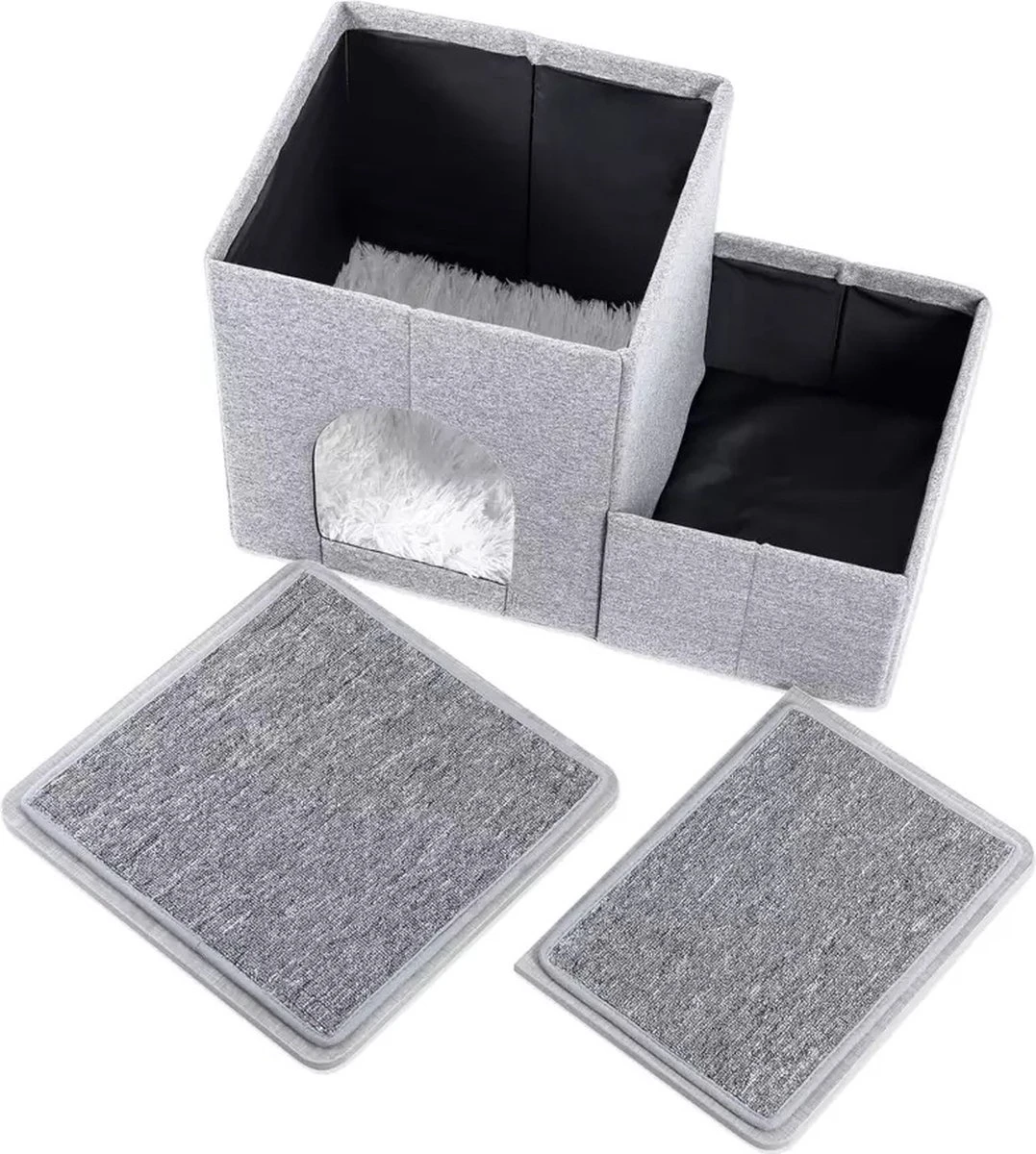 2-in-1 Hondenhuis & Hondentrap - Voor Binnen - Huisdieren Huisje - Hondenmand - Kattenmand - 67.5x40x37.5 Cm - Grijs 3 2-in-1 Hondenhuis & Hondentrap - Voor Binnen - Huisdieren Huisje - Hondenmand - Kattenmand - 67.5x40x37.5 Cm - Grijs - Afbeelding 3