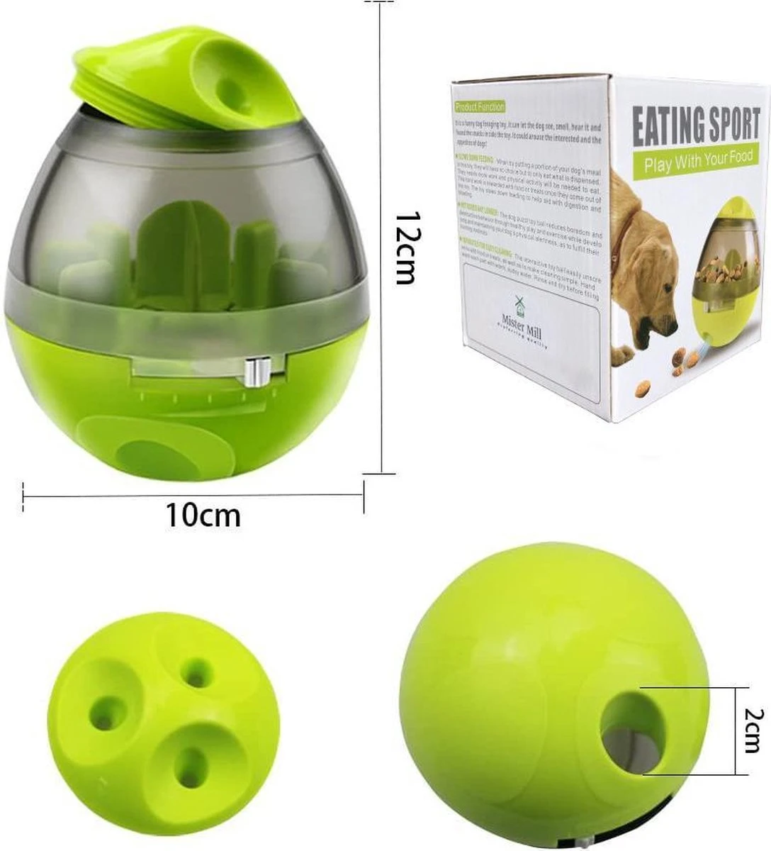 Mister Mill Speelbal - Honden Speelgoed Intelligentie - Voerbal - Snackbal Hond Kat – Interactieve Hond Kat - Voer EI 4 Mister Mill Speelbal - Honden Speelgoed Intelligentie - Voerbal - Snackbal Hond Kat – Interactieve Hond Kat - Voer EI - Afbeelding 4
