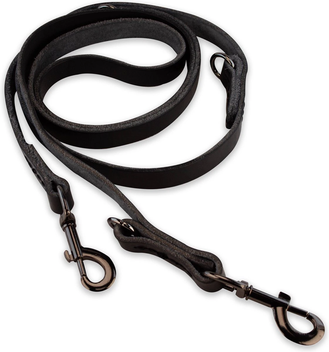 Multifunctionele Hondenriem - 220cm - Volledig Zwart - Leren Hondenriem - 100% Volnerfleer - Hondenriem Leer 4 Multifunctionele Hondenriem - 220cm - Volledig Zwart - Leren Hondenriem - 100% Volnerfleer - Hondenriem Leer - Afbeelding 4