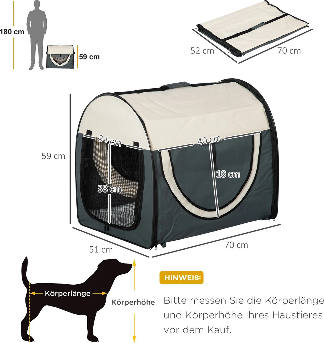 PawHut Hondenbox Inklapbare Hondentransportbox Dier 2 Kleuren 5 Maten 1O-T46O-R3DG-2 3 PawHut Hondenbox Inklapbare Hondentransportbox Dier 2 Kleuren 5 Maten 1O-T46O-R3DG-2 - Afbeelding 3