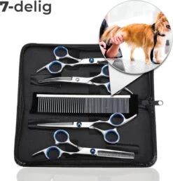 VoordeelShop 7-Delige Huisdier Knipset Met Etui - Trimmen Hond - Honden Schaar - Effileerschaar Hond - Huisdier Trimmer - Huisdier Knippen - Knipschaar Haar - Haar Schaar - Kapper - Kapperset - Scharenset