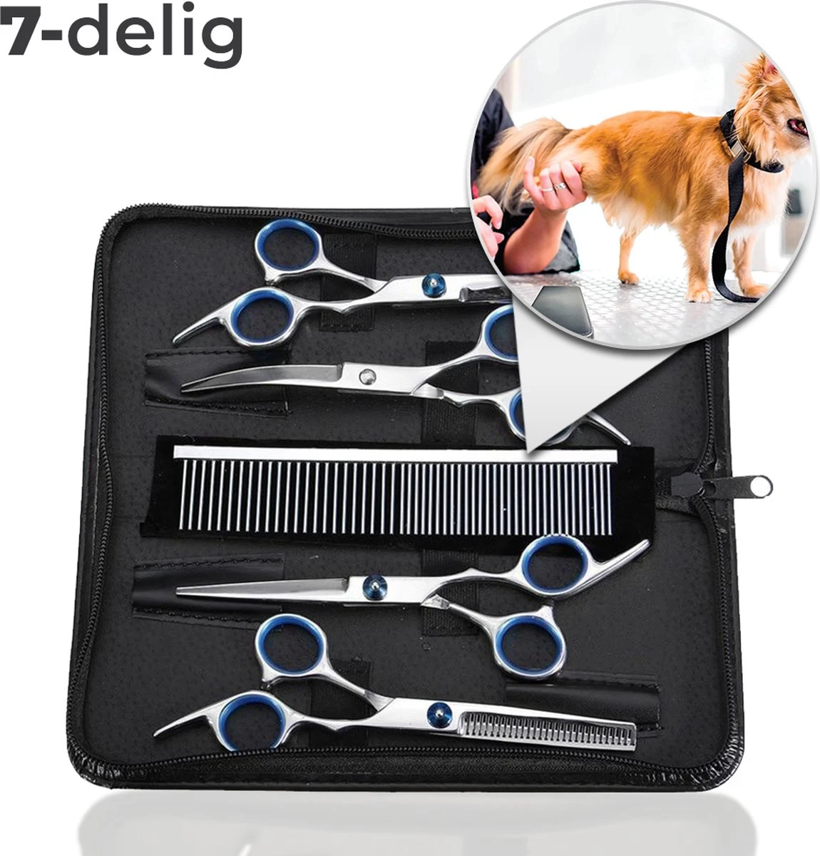 VoordeelShop 7-Delige Huisdier Knipset Met Etui - Trimmen Hond - Honden Schaar - Effileerschaar Hond - Huisdier Trimmer - Huisdier Knippen - Knipschaar Haar - Haar Schaar - Kapper - Kapperset - Scharenset 1 VoordeelShop 7-Delige Huisdier Knipset Met Etui - Trimmen Hond - Honden Schaar - Effileerschaar Hond - Huisdier Trimmer - Huisdier Knippen - Knipschaar Haar - Haar Schaar - Kapper - Kapperset - Scharenset