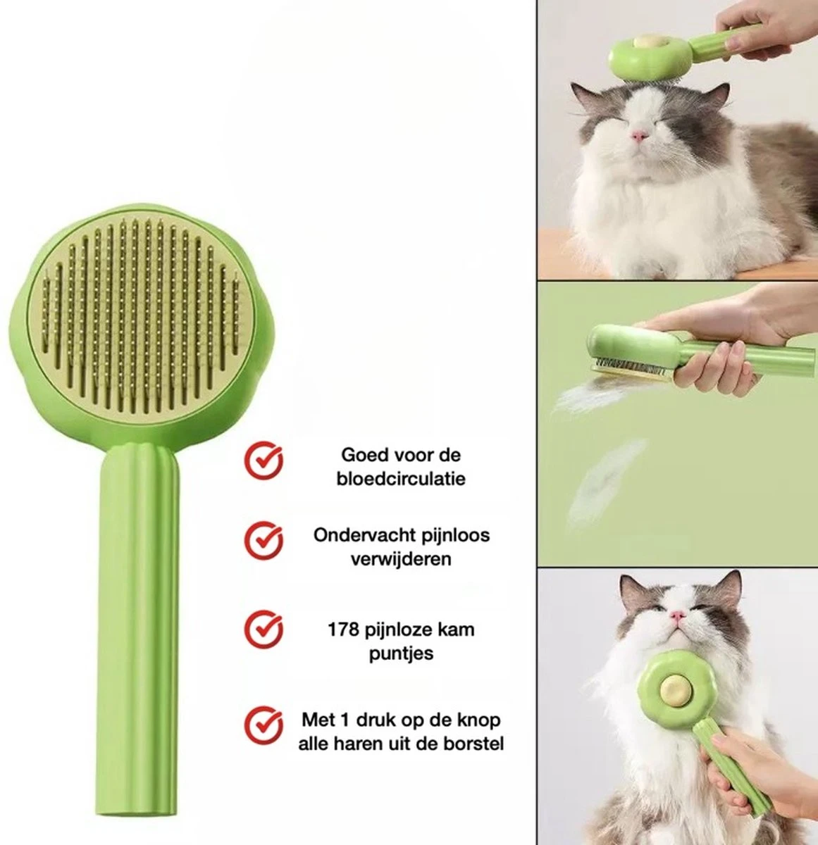 QT Petshop - Haarverwijderaar Voor Huisdieren - Groene Kattenborstel - Furminator Hondenborstel - Anti-Klit - Diervriendelijk - Dierenverzorging 2 QT Petshop - Haarverwijderaar Voor Huisdieren - Groene Kattenborstel - Furminator Hondenborstel - Anti-Klit - Diervriendelijk - Dierenverzorging - Afbeelding 2