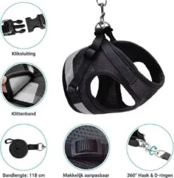 Hondentuig, Hondenharnas Met Hondenriem – Reflecterend - Zwart – Maat L (borst 40-45 Cm) -Hondenbenodigdheden Korting 1173x1200 19