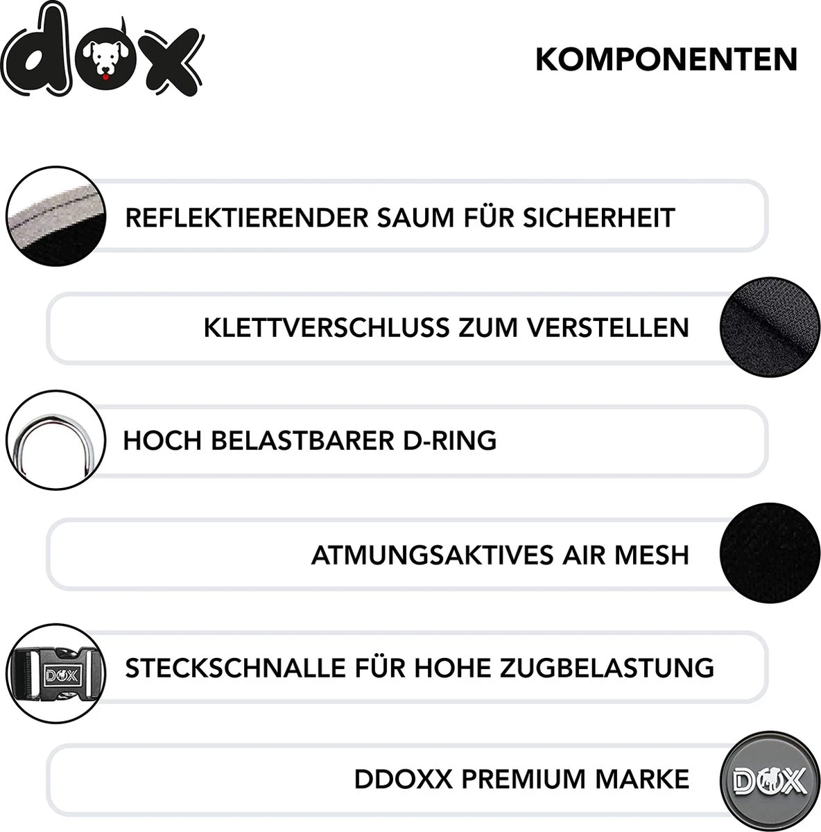 DDOXX Borstharnas Air Mesh, Step-In, Reflecterend | Vele Kleuren | Voor Kleine, Middelgrote En Middelgrote Honden | Hondenharnas Hond Kat Puppy | Kattenharnas Puppy Harnas | Zwart, M 3 DDOXX Borstharnas Air Mesh, Step-In, Reflecterend | Vele Kleuren | Voor Kleine, Middelgrote En Middelgrote Honden | Hondenharnas Hond Kat Puppy | Kattenharnas Puppy Harnas | Zwart, M - Afbeelding 3