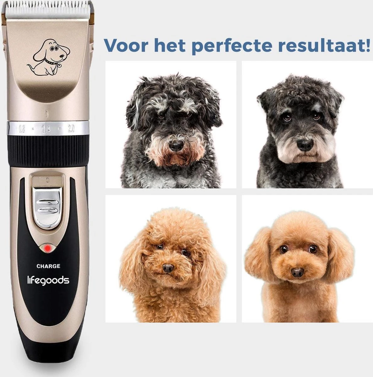 LifeGoods Hondentondeuse - Voor Katten En Honden - Complete Set - 5 Standen - Draadloos - Oplaadbaar - Goud/Zwart 9 LifeGoods Hondentondeuse - Voor Katten En Honden - Complete Set - 5 Standen - Draadloos - Oplaadbaar - Goud/Zwart - Afbeelding 9