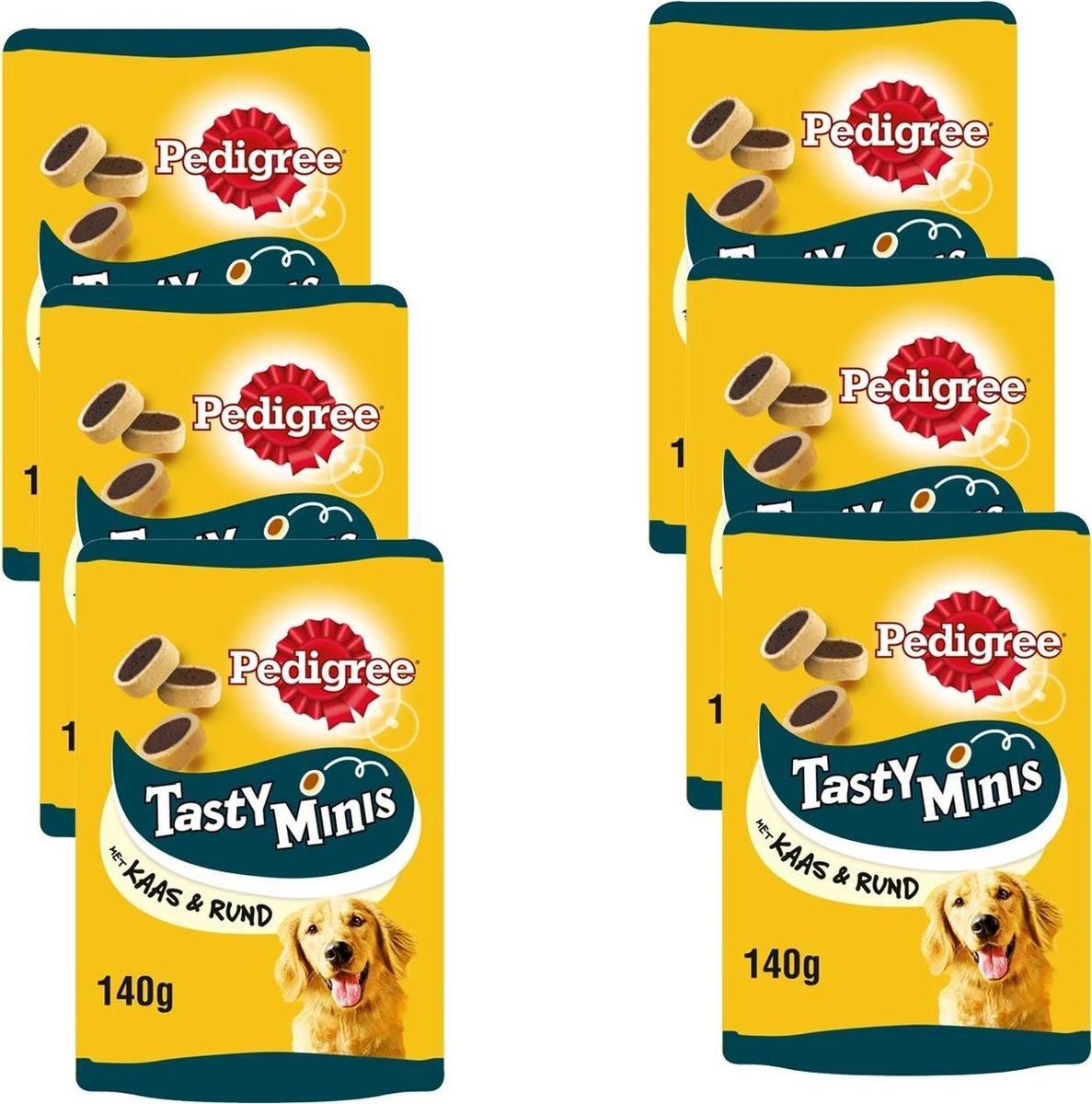 Pedigree Tasty Minis Cheesy Bites - Kaas & Rund - Hondensnack - 6 X 140g 1 Pedigree Tasty Minis Cheesy Bites - Kaas & Rund - Hondensnack - 6 X 140g