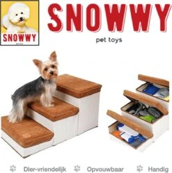 SNOWWY - Hondentrap Met Opslagruimte - Honden Loopplank Met Handige Opslagvakje - Hondenloopplanken - Inklapbaar - Huisdier Opstap - Hondentrapje - Bruin -Hondenbenodigdheden Korting 1190x1200 8