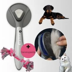 Merkloos Dierenborstel - Haarborstel Huisdieren - Borstel Voor Vacht Huisdier - Borstel Kat - Borstel Hond - Makkelijk Haar Verwijderen Met één Klik - Inclusief Speeltje - Kam Huisdier - Vachtverzorging - Massage -Hondenbenodigdheden Korting 1192x1200 2