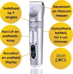 AVE Pets® Volledige Hondentondeuse Set Met Display - Draadloos Tondeuse - Scheerapparaat Voor Je Hond Of Kat - Huisdier Trimmer - Dierentondeuse - Dieren Verzorging 11 AVE Pets® Volledige Hondentondeuse Set Met Display - Draadloos Tondeuse - Scheerapparaat Voor Je Hond Of Kat - Huisdier Trimmer - Dierentondeuse - Dieren Verzorging -Hondenbenodigdheden Korting 1195x1200 10