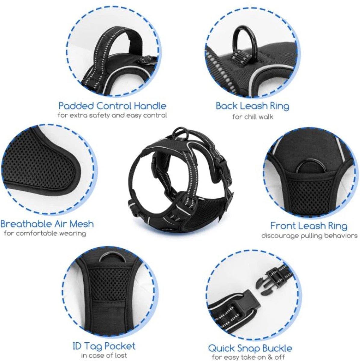 Nobleza 42ZHX - Hondenharnas - Hondentuigje - Anti Trek - M - Zwart 8 Nobleza 42ZHX - Hondenharnas - Hondentuigje - Anti Trek - M - Zwart - Afbeelding 8