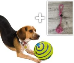 Wobble Wag Giggle Bal+ Honden Touw (30cm)- Honden Bal - Honden Speeltjes - Honden Speelgoed Intelligentie