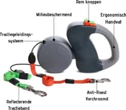 Merkloos Dubbele Hondenriem Voor Twee Honden - Grijs - Tot 22 Kg (per Hond) - 300 Cm -Hondenbenodigdheden Korting 1200x1048 4