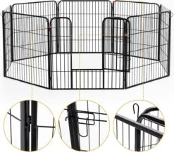 Merkloos Hondenren - Puppyren - Hondenkennel - 8 Kennelpanelen - Staal - 80 Cm Hoog - 640 Cm Omtrek - Uitbreidbaar -Hondenbenodigdheden Korting 1200x1051 2