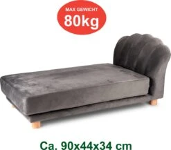 Maxxpro Katten- En Hondenbank - Grijs - Verhoogd Met Houten Poten - Fluweel Materiaal - 90 X 44 X 34 Cm - Huisdieren Tot 80 KG -Hondenbenodigdheden Korting 1200x1056 4