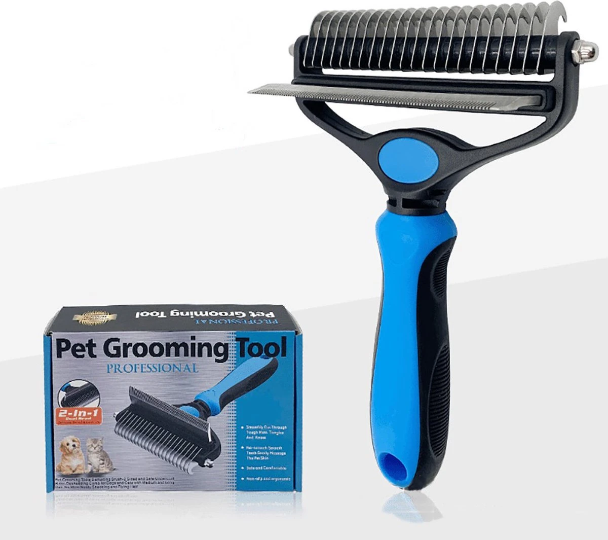 Merkloos Hondenborstel - Hondenkam 2-1 Met Vlooienkam - Klittenvrij Ondervacht - Ontwarringskam 2 Merkloos Hondenborstel - Hondenkam 2-1 Met Vlooienkam - Klittenvrij Ondervacht - Ontwarringskam - Afbeelding 2