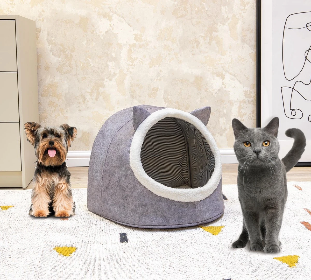 Merkloos Opvouwbaar Kattenhuis - En Hondennest – Cat House - Kattenhol - Cat Cave - Grijs 2 Merkloos Opvouwbaar Kattenhuis - En Hondennest – Cat House - Kattenhol - Cat Cave - Grijs - Afbeelding 2