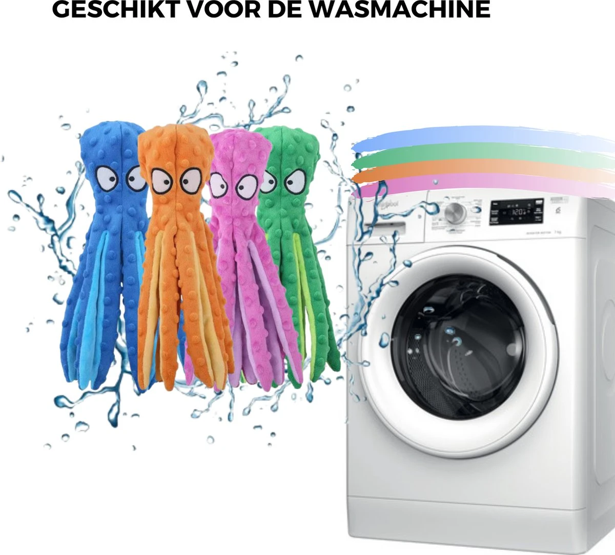 VEDIC® - Octopus Honden Knuffel Set Van 4 - Piepspeelgoed - Geen Vulling - 32CM - Groen/Blauw/Oranje/Roze 3 VEDIC® - Octopus Honden Knuffel Set Van 4 - Piepspeelgoed - Geen Vulling - 32CM - Groen/Blauw/Oranje/Roze - Afbeelding 3