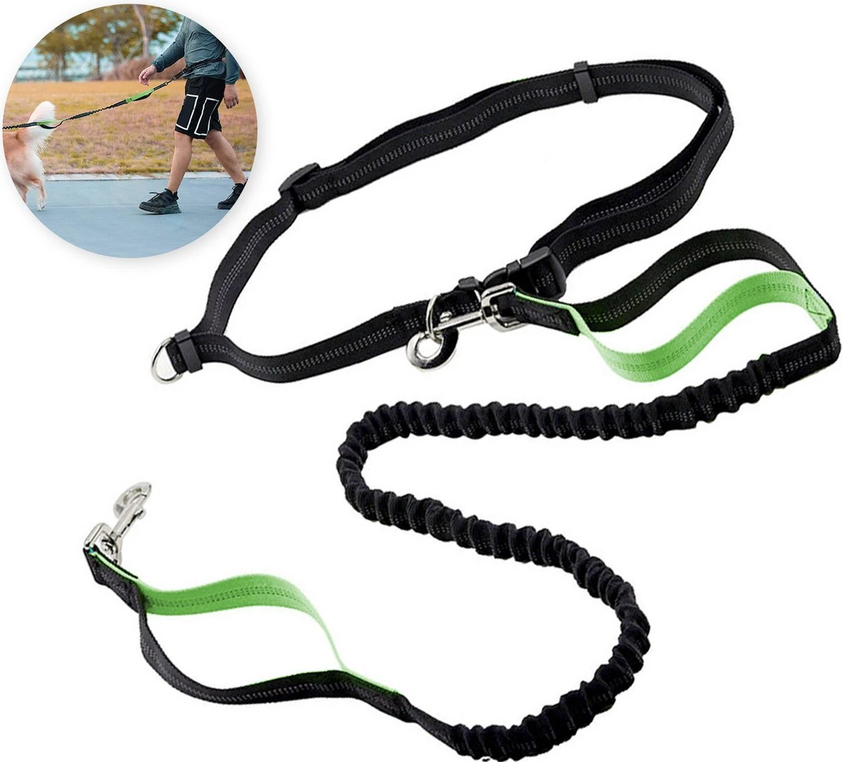Hardloopriem Hond – Honden Riem Handsfree – Hardlopen Met Hond – 160-260 Cm Groen- Hardloopband Hond – Halsband Hond – Hondenlijn – Leiband Hond 1 Hardloopriem Hond – Honden Riem Handsfree – Hardlopen Met Hond – 160-260 Cm Groen- Hardloopband Hond – Halsband Hond – Hondenlijn – Leiband Hond
