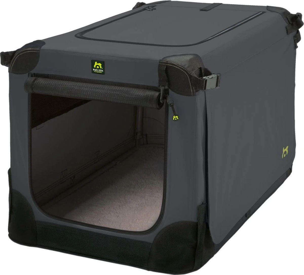 Maelson Soft Kennel - Robuuste Hondenbench Van Zacht Materiaal - Opvouwbare Kennel Met Stevig Stalen Binnenframe - Zwart/antraciet - XXS / XS / S / M / L / XL / XXL - 92 L 2 Maelson Soft Kennel - Robuuste Hondenbench Van Zacht Materiaal - Opvouwbare Kennel Met Stevig Stalen Binnenframe - Zwart/antraciet - XXS / XS / S / M / L / XL / XXL - 92 L - Afbeelding 2