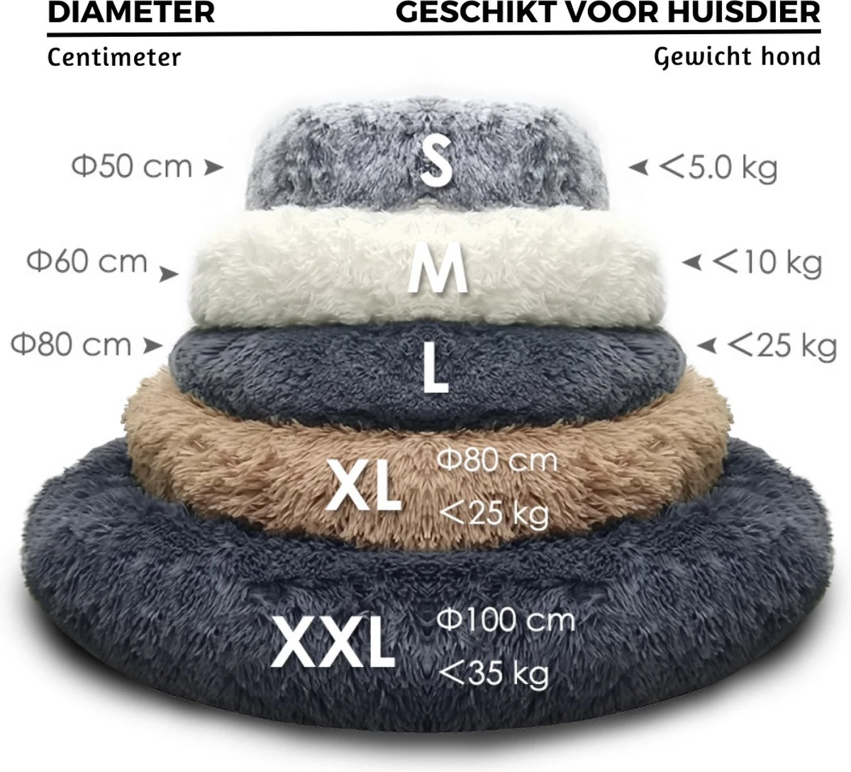 Topmast Fluffy Donut - Dierenmand - Donut Hondenmand - Camel - 40 Cm 3 Topmast Fluffy Donut - Dierenmand - Donut Hondenmand - Camel - 40 Cm - Afbeelding 3