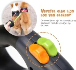 Dubbele Honden Riem – Leiband Hond – Hondenlijn – Looplijn Hond – 2 Honden – 3 Meter – Tot 12kg Per Hond – Reflecterende Lijnen – Met Zaklamp – 360° Draaien – Verstelbaar - Zwart -Hondenbenodigdheden Korting 1200x1096 3