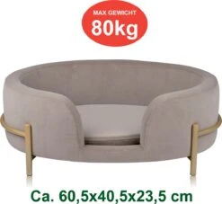 Maxxpro Pet Bed - Huisdieren Tot 80KG - Zacht Fluwelen Kussen - Verhoogd Katten- En Hondenbed - Grijs - 60,5 X 40,5 X 23,5 Cm -Hondenbenodigdheden Korting 1200x1103 3