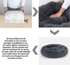 Hondenmand Donut – 60 Cm - Honden Mand – Pluche – Fluffy – Extra Zacht - Hondenkussen – Kattenkussen – Bed - Wasbaar Met Rits – Hondenmanden – Rond – Bank – Grijs - Qwality -Hondenbenodigdheden Korting 1200x1104 2