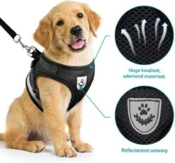 Hondentuig, Hondenharnas Met Hondenriem – Reflecterend - Zwart – Maat S (borst 30-35 Cm) -Hondenbenodigdheden Korting 1200x1113 13