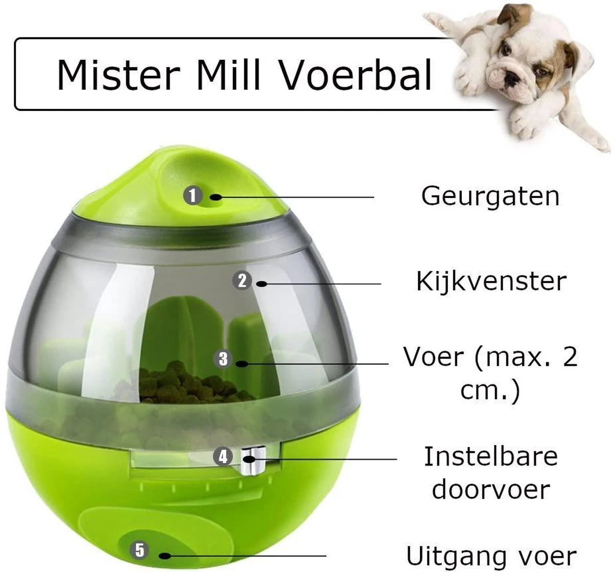 Mister Mill Speelbal - Honden Speelgoed Intelligentie - Voerbal - Snackbal Hond Kat – Interactieve Hond Kat - Voer EI 11 Mister Mill Speelbal - Honden Speelgoed Intelligentie - Voerbal - Snackbal Hond Kat – Interactieve Hond Kat - Voer EI - Afbeelding 11