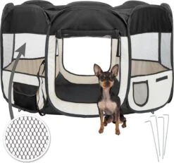 Dailyibed Opvouwbare Puppyren - Zwart - 115x115x58 Cm - Incl. Draagtas - Incl. Voederbak -Hondenbenodigdheden Korting 1200x1120 7