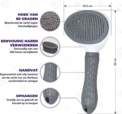 Kattenborstel - Hondenborstel - Pluizenverwijderaar - Haarverwijderaar Voor Huisdieren - Hondenkam - Kattenkam - Huisdierhaar Verwijderaar - Ontpluizer - Kattenhaar & Hondenhaar Verwijderaar - Voor Langharig & Kortharig - Grijs -Hondenbenodigdheden Korting 1200x1123