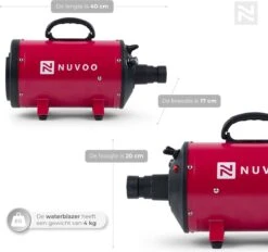 Nuvoo Professionele Hondenföhn / Waterblazer / Hondenborstel Met 3 Opzetstukken - Verstelbare Vermogen Tot 2200W - Warme / Koude Stand - Rood -Hondenbenodigdheden Korting 1200x1127 3