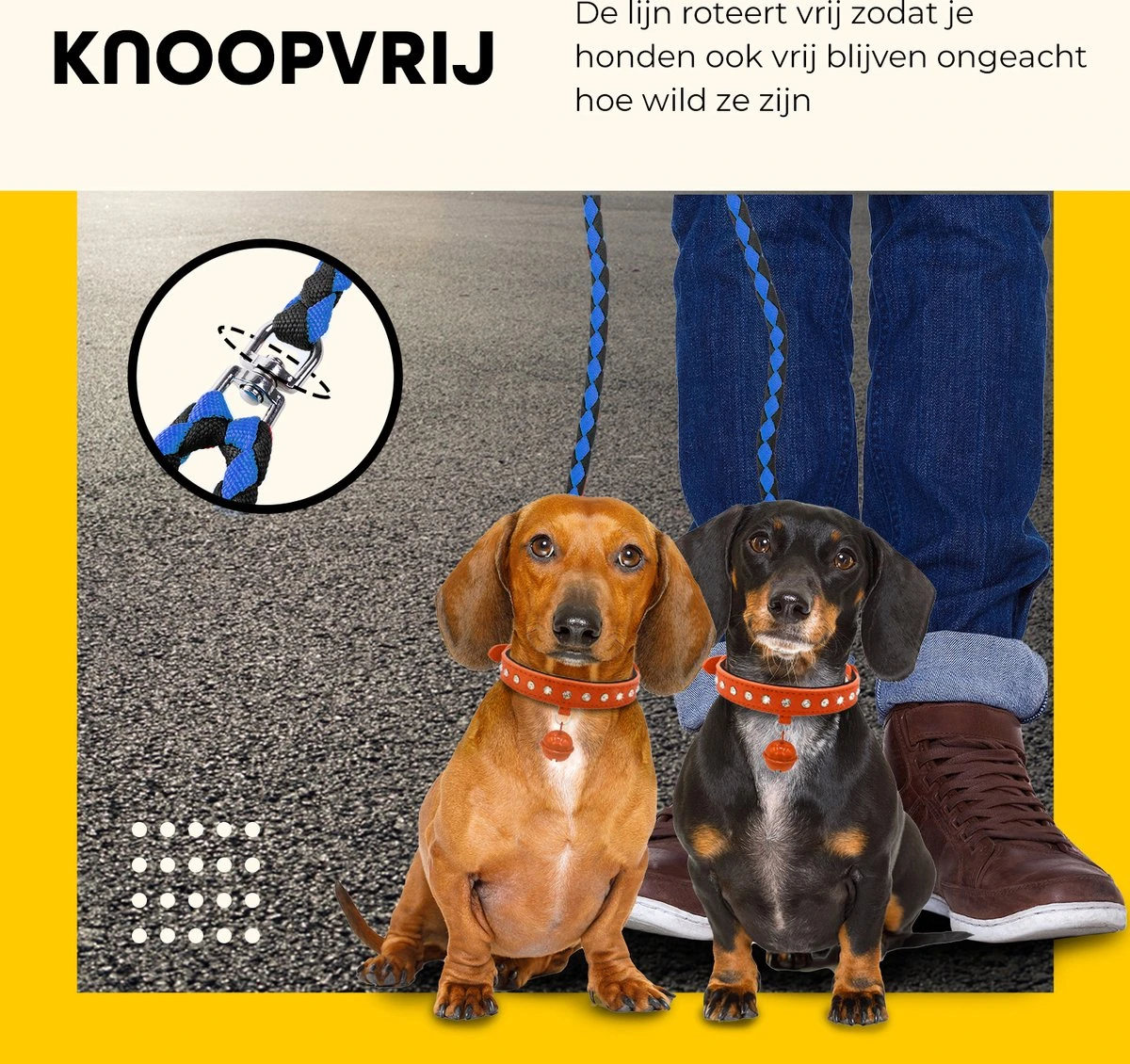 KCMultisupplies Dubbele Hondenriem Voor 2 Honden - Duo Hondenlijn Voor Hond - 120cm - Hondenleiband Riem 4 KCMultisupplies Dubbele Hondenriem Voor 2 Honden - Duo Hondenlijn Voor Hond - 120cm - Hondenleiband Riem - Afbeelding 4