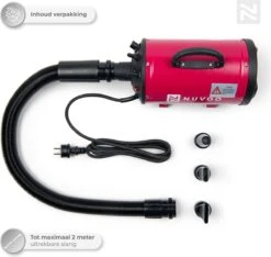 Nuvoo Professionele Hondenföhn / Waterblazer / Hondenborstel Met 3 Opzetstukken - Verstelbare Vermogen Tot 2200W - Warme / Koude Stand - Rood -Hondenbenodigdheden Korting 1200x1136 4