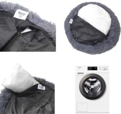 Hondenmand Donut – 60 Cm - Honden Mand – Pluche – Fluffy – Extra Zacht - Hondenkussen – Kattenkussen – Bed - Wasbaar Met Rits – Hondenmanden – Rond – Bank – Grijs - Qwality -Hondenbenodigdheden Korting 1200x1139 6
