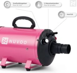 Nuvoo Professionele Hondenföhn / Waterblazer / Hondenborstel Met 3 Opzetstukken - Verstelbare Vermogen Tot 2200W - Warme / Koude Stand - Roze -Hondenbenodigdheden Korting 1200x1140 11