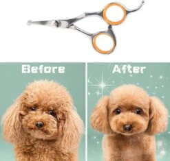 Merkloos Premium Gebogen Trimschaar Honden - Huisdier Trimmen - Hoofd, Poten Ogen & Oren - Kat & Hond Knippen - Veilige Schaar -Hondenbenodigdheden Korting 1200x1144 5