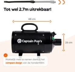 Captain Pup's Professionele Hondenföhn Met 4 Opzetstukken - Bijgeleverde Hondenborstel - Waterblazer Voor Honden - Zwart -Hondenbenodigdheden Korting 1200x1145 11