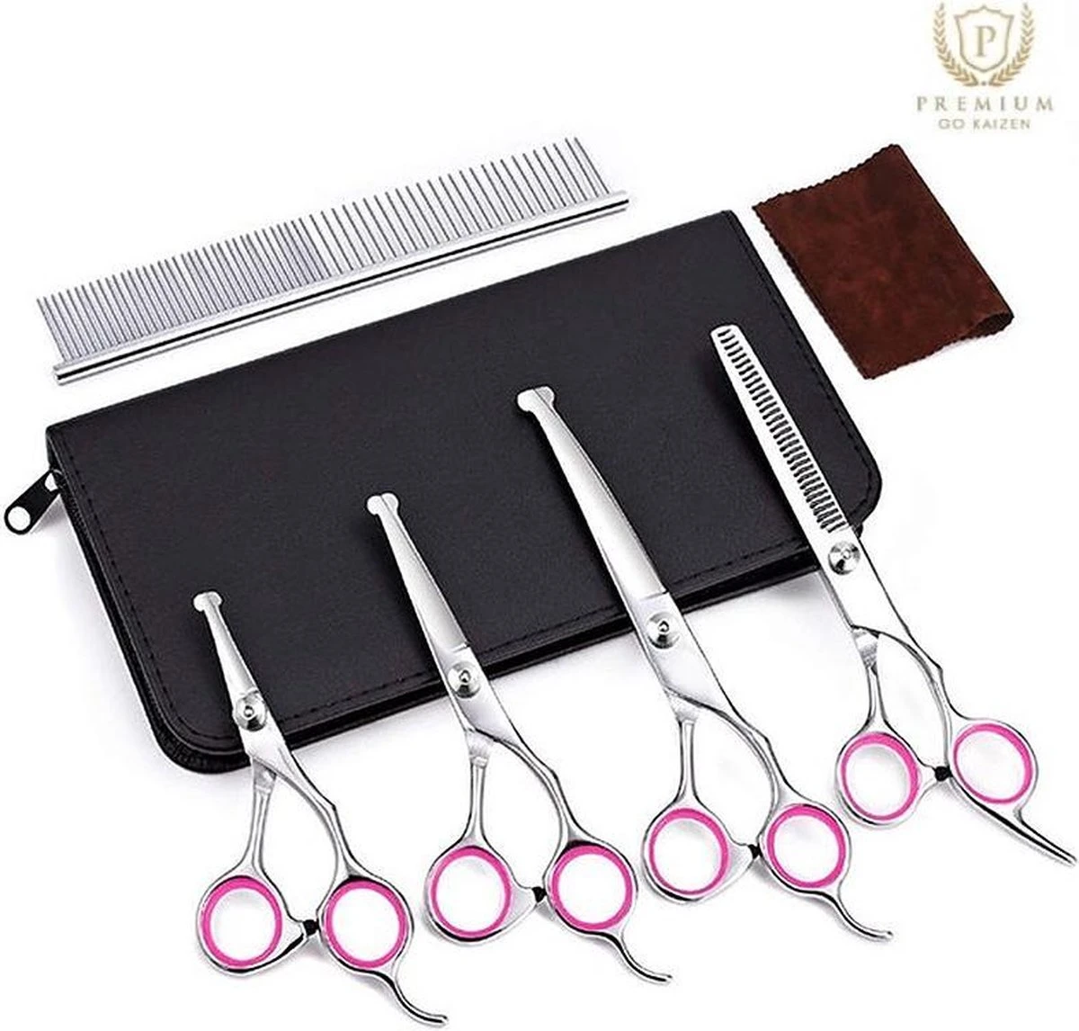 Professionele Hondenscharen Set - Extra Veilige Grooming Set - Trimscharen Voor Honden - Knipschaar - Effileerschaar / Uitdunschaar - Gebogen Schaar Met Ronde Punt - Precisieschaar - Hondenverzorging - Inclusief Kam, 2 Haarclips En Luxe Opbergdoos 1 Professionele Hondenscharen Set - Extra Veilige Grooming Set - Trimscharen Voor Honden - Knipschaar - Effileerschaar / Uitdunschaar - Gebogen Schaar Met Ronde Punt - Precisieschaar - Hondenverzorging - Inclusief Kam, 2 Haarclips En Luxe Opbergdoos