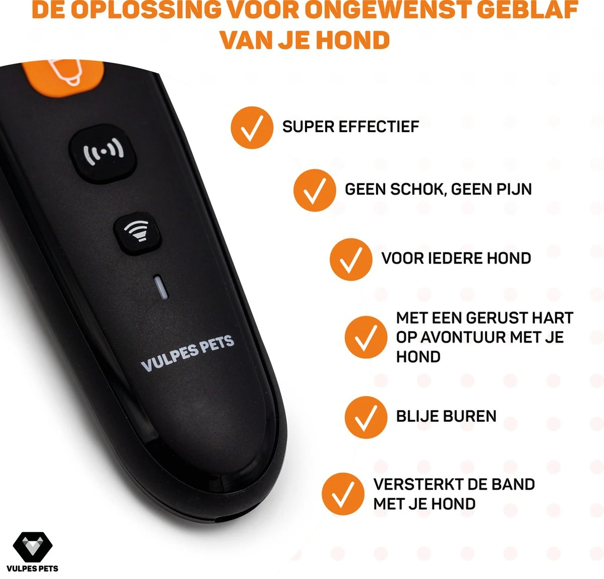 Vulpes Pets® Ultrasone Anti Blaf Apparaat – 3-in-1 Anti Blaf Apparaat Pro - Diervriendelijk & Zonder Schok - Alternatief Anti Blafband - Voor Kleine & Grote Honden - Audio - Flashlight - USB-Oplaadbaar 2 Vulpes Pets® Ultrasone Anti Blaf Apparaat – 3-in-1 Anti Blaf Apparaat Pro - Diervriendelijk & Zonder Schok - Alternatief Anti Blafband - Voor Kleine & Grote Honden - Audio - Flashlight - USB-Oplaadbaar - Afbeelding 2