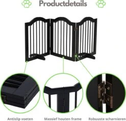 Paws & Claws - Hondenhek Deurhekje - Dog Barrier - 154,5 X 61 Cm - Opvouwbaar - Zwart -Hondenbenodigdheden Korting 1200x1149 5