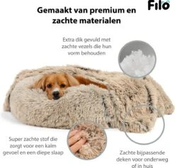 Filo Hondenmand 60cm Met Deken & Rits – Crème – Geschikt Als Kattenmand - Fluffy Donut Hondenbed Lichtbruin - Honden Mand & Bed – Hondenkussen – Kussen Hond – Katten Mand -Hondenbenodigdheden Korting 1200x1153 16