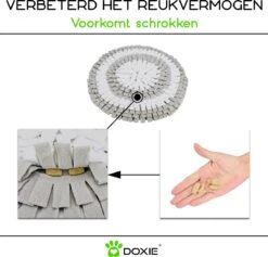 Doxie® Hondenspeelgoed – Speelgoed Hond – Snuffelmat – Antislip – Wasbaar – ⌀ 50 Cm – Lichtgrijs Met Wit -Hondenbenodigdheden Korting 1200x1153 19